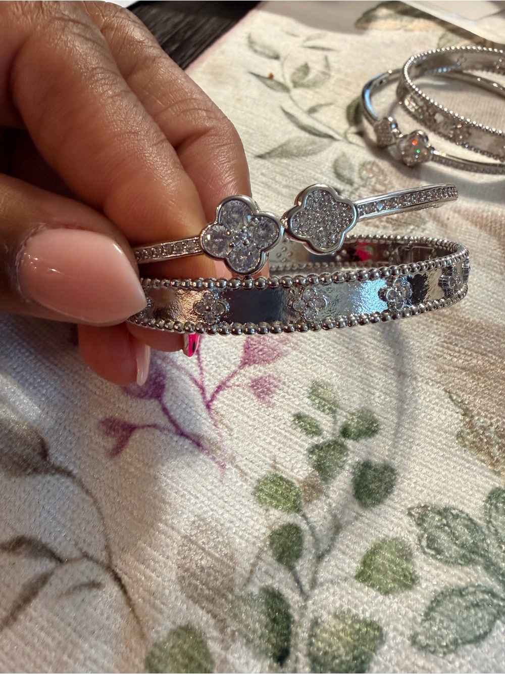 Silver Clover Pavé Bracelet Set - Elegant Women’s Jewelry